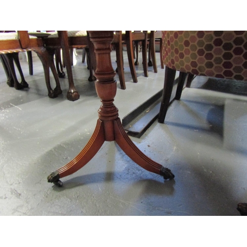 1057 - Coffee Table Mahogany with Inset Gilt Tooled Leather Top Above Twin Pod Base Approximately 4ft 6 Inc... 