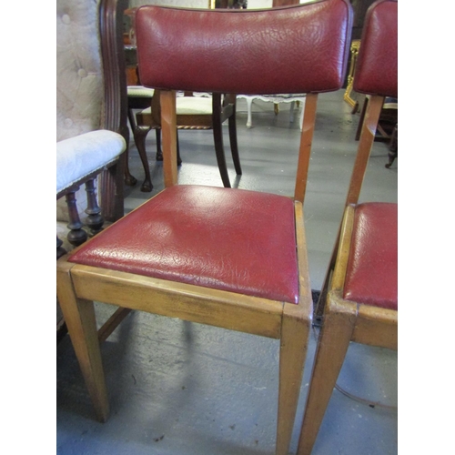 1061 - Pair of Vintage Red Burgundy Upholstered Side Chairs Restrained Form