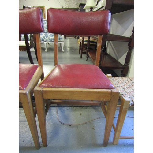 1061 - Pair of Vintage Red Burgundy Upholstered Side Chairs Restrained Form