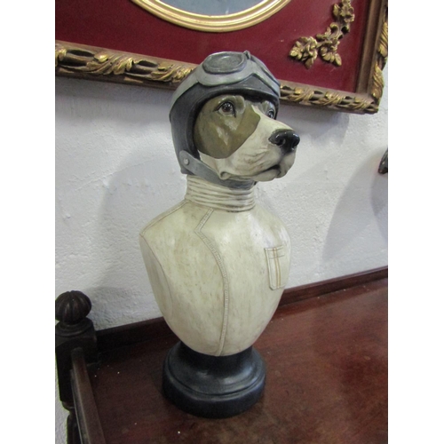 1072 - Bust of Dog with Pilots Goggles and Helmet Approximately 17 Inches High