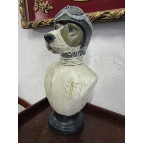 1072 - Bust of Dog with Pilots Goggles and Helmet Approximately 17 Inches High