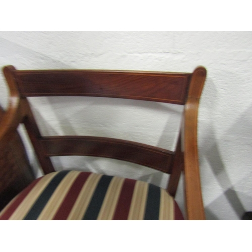 1074 - Regency Carver with Upholstered Striped Silk Seat Above Tapering Supports Full Size