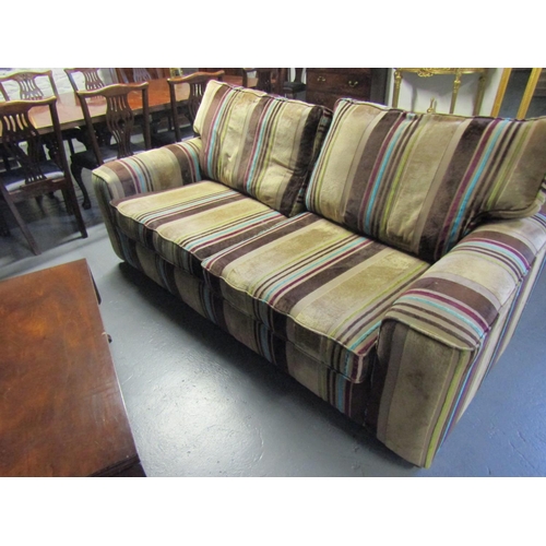 1081 - Large Modern Settee Striped Fabric Approximately 6ft 6 Inches Wide