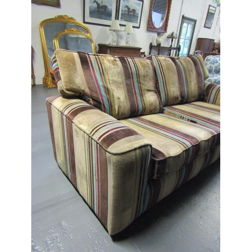 1081 - Large Modern Settee Striped Fabric Approximately 6ft 6 Inches Wide