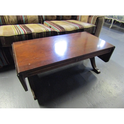 1082 - Mahogany Drop Leaf Coffee Table Figured Mahogany Crossbanded Decoration Approximately 4ft Wide x 16 ... 