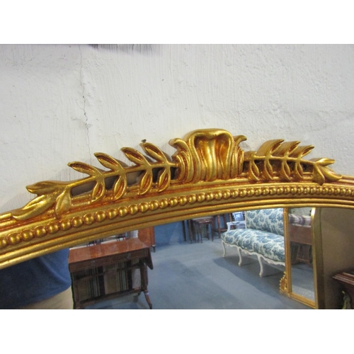 1084 - Gilded Overmantle Mirror Upper Carved Decoration Approximately 54 Inches Wide x 5ft High