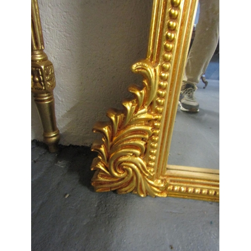 1084 - Gilded Overmantle Mirror Upper Carved Decoration Approximately 54 Inches Wide x 5ft High