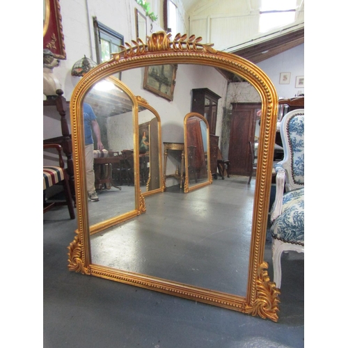 1086 - Carved Gilded Overmantle Mirror with Upper Carved Decoration Approximately 46 Inches Wide x 5ft High