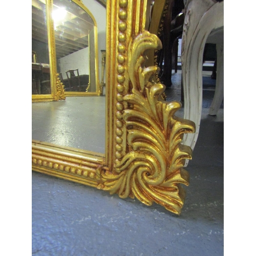 1086 - Carved Gilded Overmantle Mirror with Upper Carved Decoration Approximately 46 Inches Wide x 5ft High