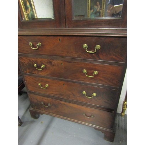 1088 - George III Estate Cabinet Red Walnut with Mirrored Twinned Doors above Four Long Drawers Approximate... 