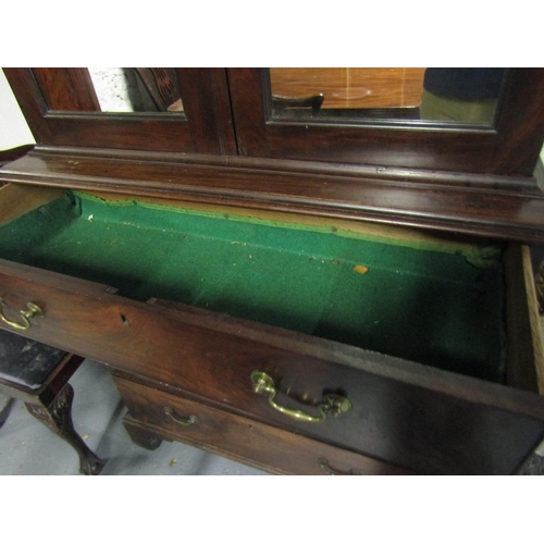 1088 - George III Estate Cabinet Red Walnut with Mirrored Twinned Doors above Four Long Drawers Approximate... 