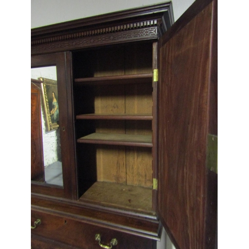 1088 - George III Estate Cabinet Red Walnut with Mirrored Twinned Doors above Four Long Drawers Approximate... 