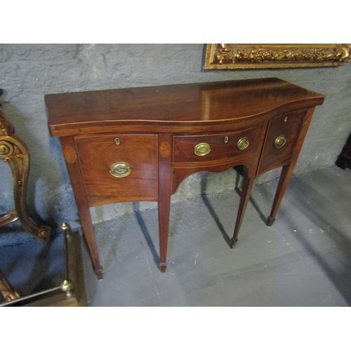 1094 - Regency Marquetry Decorated Mahogany Serpentine Front Sideboard Approximately 4ft 6 Inches Wide