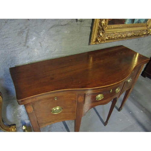 1094 - Regency Marquetry Decorated Mahogany Serpentine Front Sideboard Approximately 4ft 6 Inches Wide