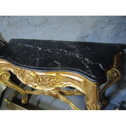 1095 - Marble Top Carved and Gilded Console Table Further Carved Freeze Above Shaped Cabriole Supports Appr... 