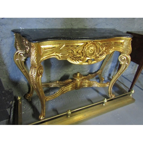 1095 - Marble Top Carved and Gilded Console Table Further Carved Freeze Above Shaped Cabriole Supports Appr... 