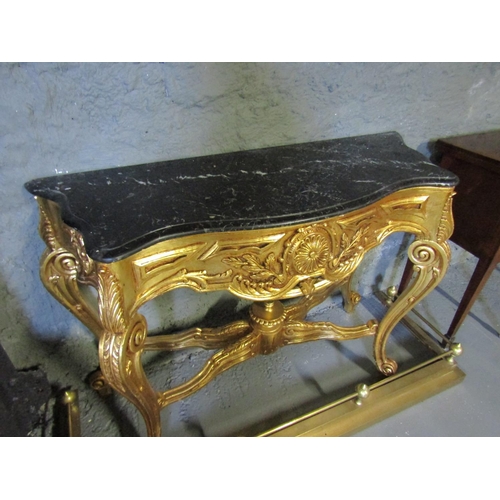 1095 - Marble Top Carved and Gilded Console Table Further Carved Freeze Above Shaped Cabriole Supports Appr... 