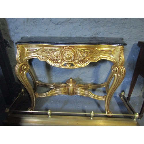 1095 - Marble Top Carved and Gilded Console Table Further Carved Freeze Above Shaped Cabriole Supports Appr... 