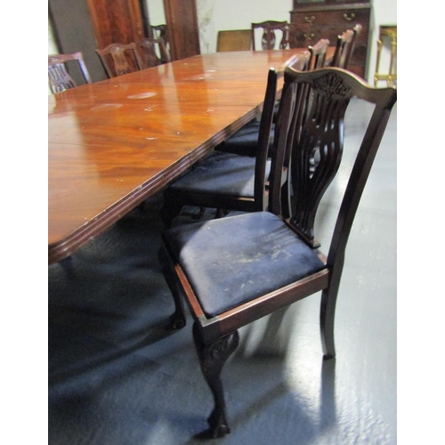 1098 - Set of Thirteen Antique Chippendale Mahogany Dining Room Chairs with Upholstered Seats Above Claw an... 