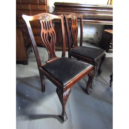 1098 - Set of Thirteen Antique Chippendale Mahogany Dining Room Chairs with Upholstered Seats Above Claw an... 