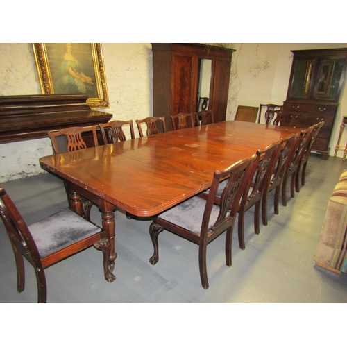 1099 - William IV Mahogany Dining Room Table Extending to Approximately 14ft Turned Supports Brass Cup Cast... 