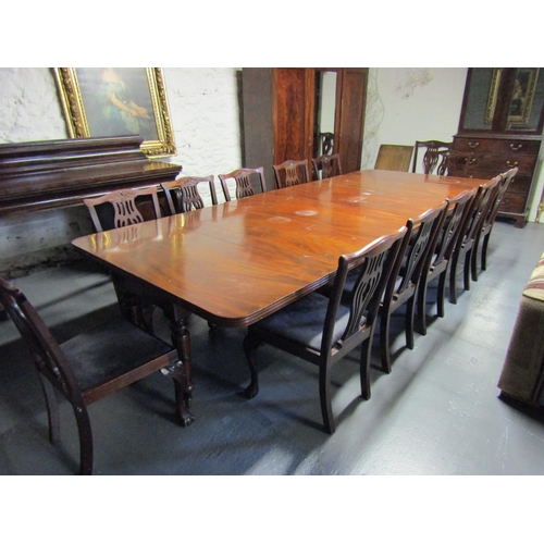 1099 - William IV Mahogany Dining Room Table Extending to Approximately 14ft Turned Supports Brass Cup Cast... 