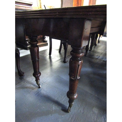 1099 - William IV Mahogany Dining Room Table Extending to Approximately 14ft Turned Supports Brass Cup Cast... 