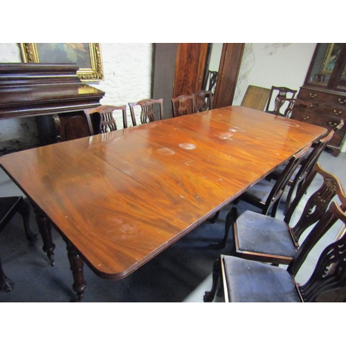 1099 - William IV Mahogany Dining Room Table Extending to Approximately 14ft Turned Supports Brass Cup Cast... 