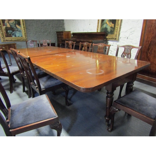 1099 - William IV Mahogany Dining Room Table Extending to Approximately 14ft Turned Supports Brass Cup Cast... 