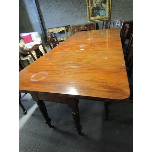 1099 - William IV Mahogany Dining Room Table Extending to Approximately 14ft Turned Supports Brass Cup Cast... 