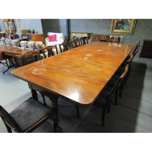 1099 - William IV Mahogany Dining Room Table Extending to Approximately 14ft Turned Supports Brass Cup Cast... 