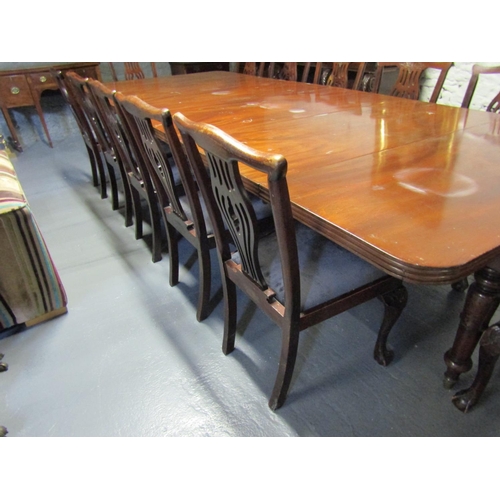 1099 - William IV Mahogany Dining Room Table Extending to Approximately 14ft Turned Supports Brass Cup Cast... 