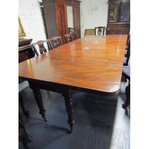 1099 - William IV Mahogany Dining Room Table Extending to Approximately 14ft Turned Supports Brass Cup Cast... 