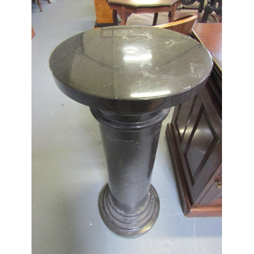 1100 - Carved and Polished Solid Marble Pedestal Circular Form Approximately 36 Inches High Top 12 Inches D... 