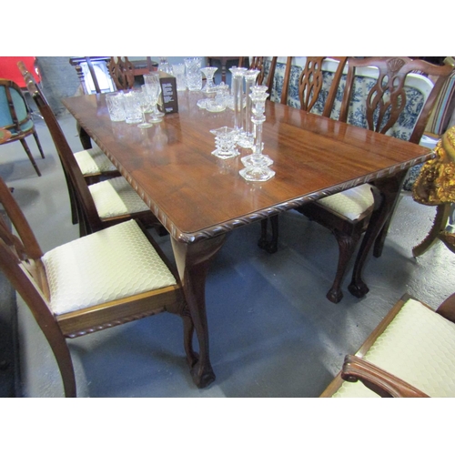 1108 - Chippendale Dining Table Mahogany with Gadrooned Edged Decoration Above Claw and Ball Supports Table... 