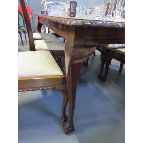 1108 - Chippendale Dining Table Mahogany with Gadrooned Edged Decoration Above Claw and Ball Supports Table... 