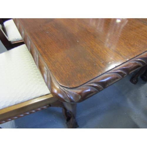 1108 - Chippendale Dining Table Mahogany with Gadrooned Edged Decoration Above Claw and Ball Supports Table... 