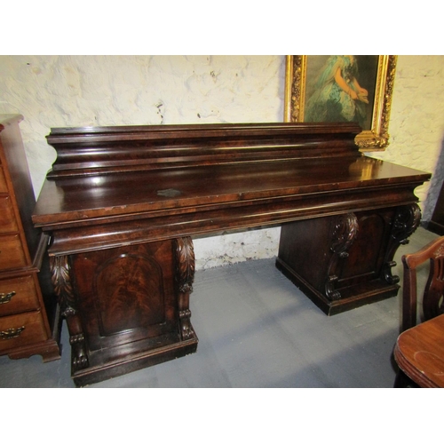 1110 - Irish William IV Figured Mahogany Sideboard of Generous Form Approximately 8ft Wide