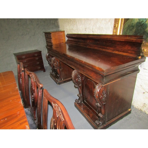 1110 - Irish William IV Figured Mahogany Sideboard of Generous Form Approximately 8ft Wide