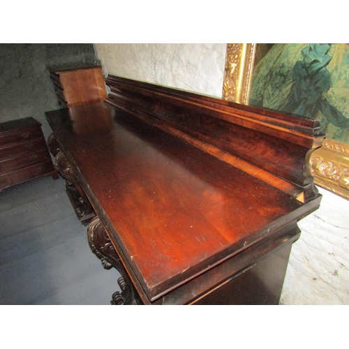 1110 - Irish William IV Figured Mahogany Sideboard of Generous Form Approximately 8ft Wide