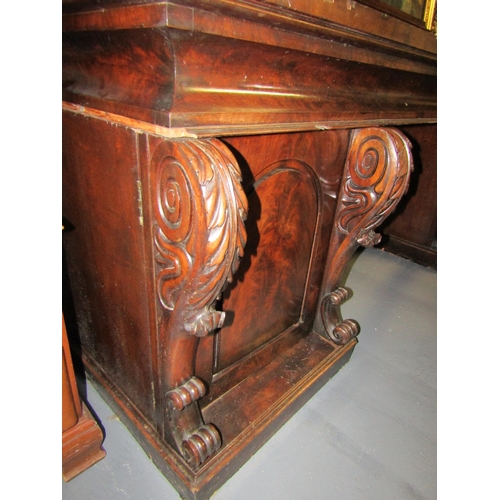 1110 - Irish William IV Figured Mahogany Sideboard of Generous Form Approximately 8ft Wide