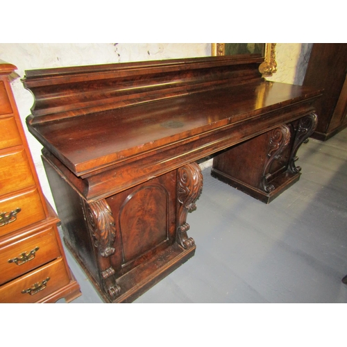 1110 - Irish William IV Figured Mahogany Sideboard of Generous Form Approximately 8ft Wide