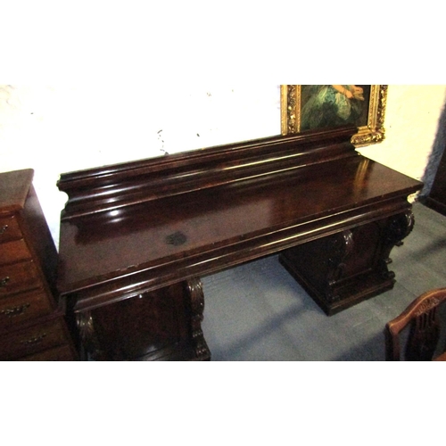 1110 - Irish William IV Figured Mahogany Sideboard of Generous Form Approximately 8ft Wide