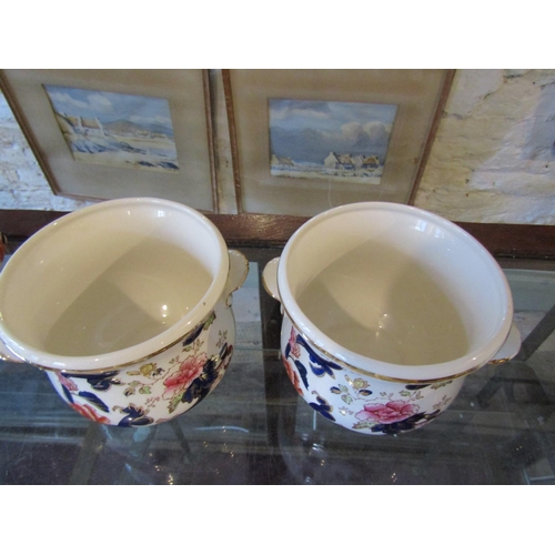 1117 - Two Masons Ironstone Mandalay Pattern Ice Pails Twin Side Carry Handles Each Approximately 8 Inches ... 