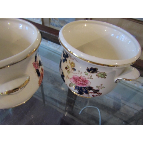 1117 - Two Masons Ironstone Mandalay Pattern Ice Pails Twin Side Carry Handles Each Approximately 8 Inches ... 