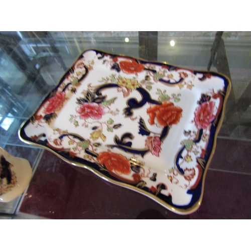 1120 - Masons Ironstone Mandalay Pattern Cheese Dish and Cover with Salt and Peppers