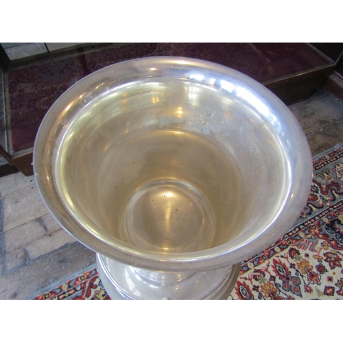 1124 - Silver Plated Ice Bucket on Stand with Full Gallery Rail above Turned Pedestal Base