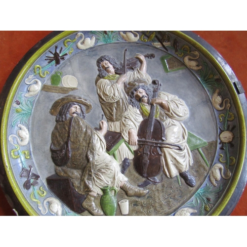 1126 - Majolica Delftware Wall Charger Approximately 12 Inches Diameter Depicting Musical Scene