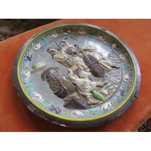 1126 - Majolica Delftware Wall Charger Approximately 12 Inches Diameter Depicting Musical Scene