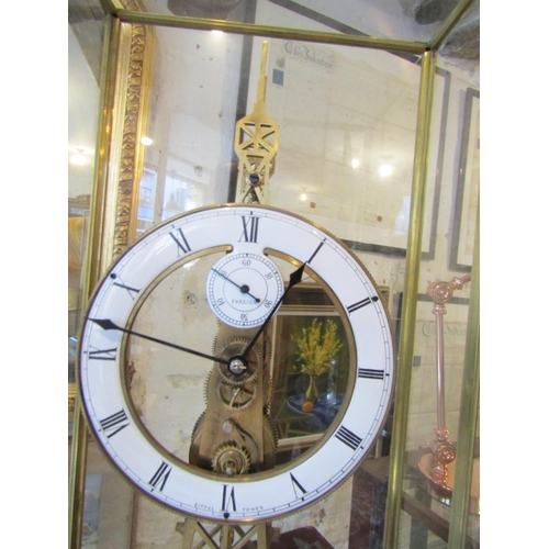 1132 - Eiffel Tower Skeletal Form Clock Under Original Brass Bound Dome Roman Numeral Decorated Dial Dome A... 